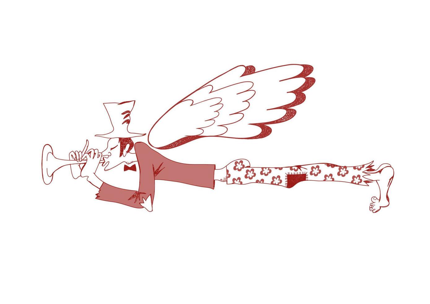 Poor musician with a flute and wings vector