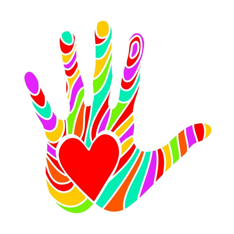 Hand with heart concept of charity and donation. vector