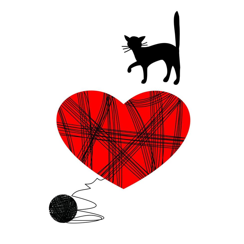 Kitten playing with a ball. vector