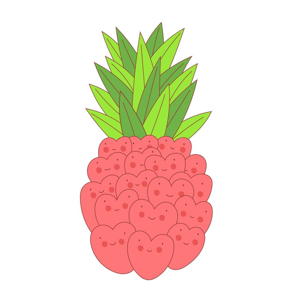 Pineapple fruits. Vector illustration cartoon flat icon isolated on white.