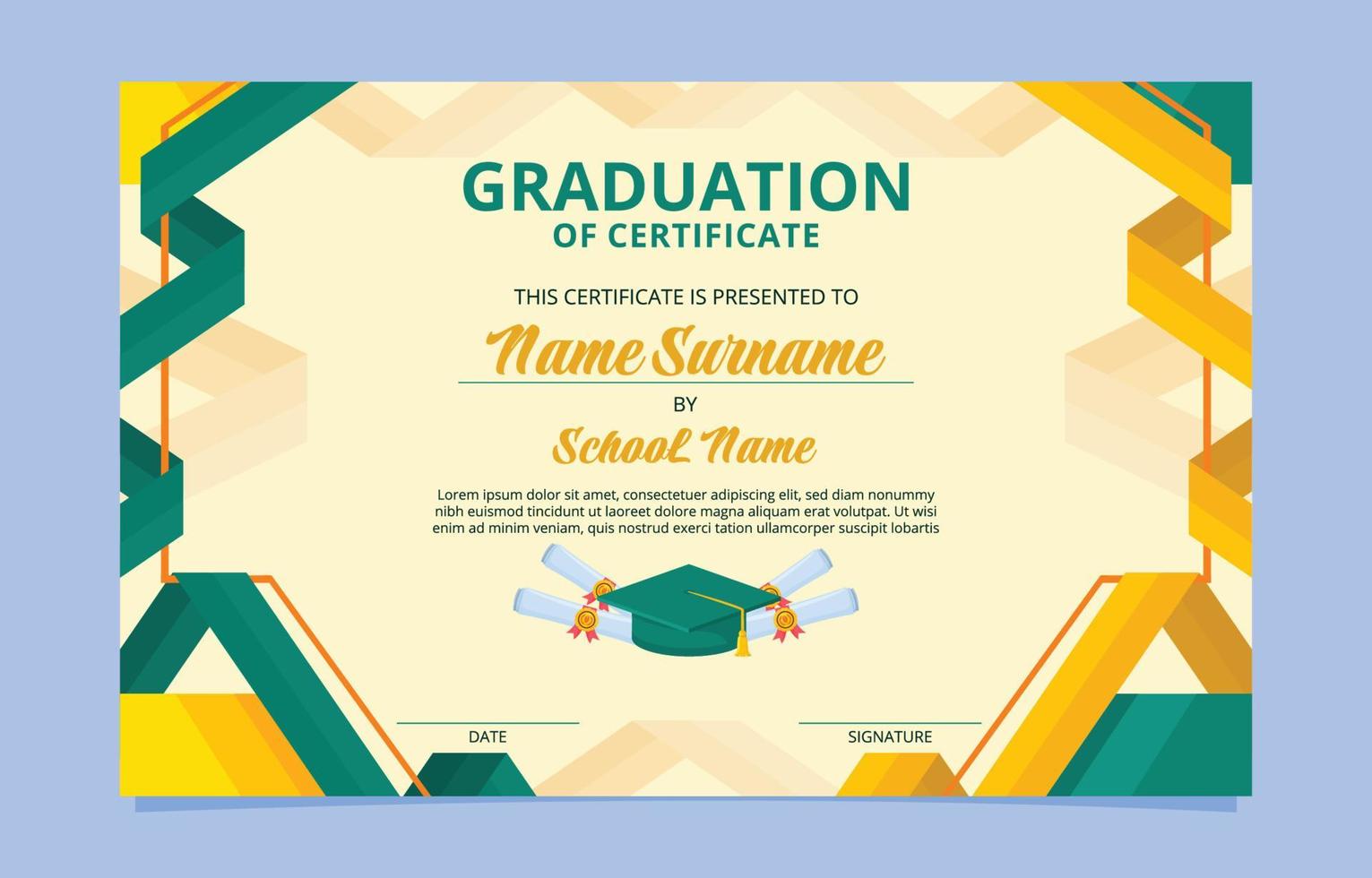 Certificate of Graduation Template Design vector