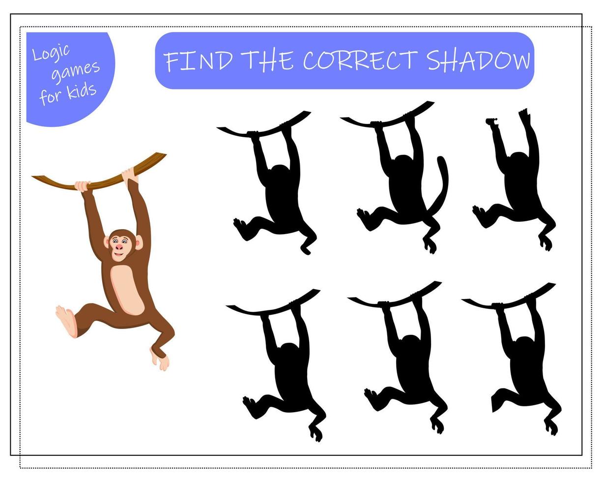 Game for children find the right shadow. vector