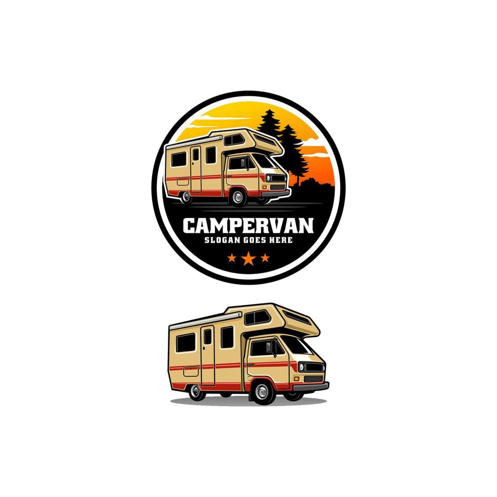 camper van caravan motor home illustration logo vector