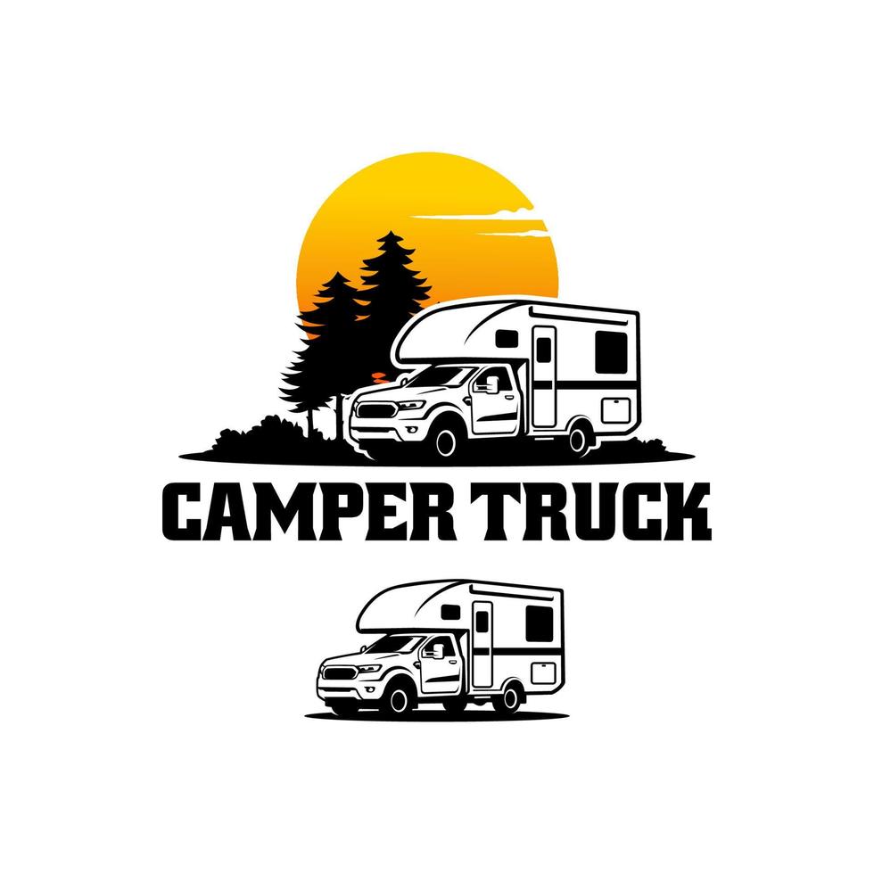 camión camper todoterreno, rv, vector del logotipo de la ilustración de la camioneta camper