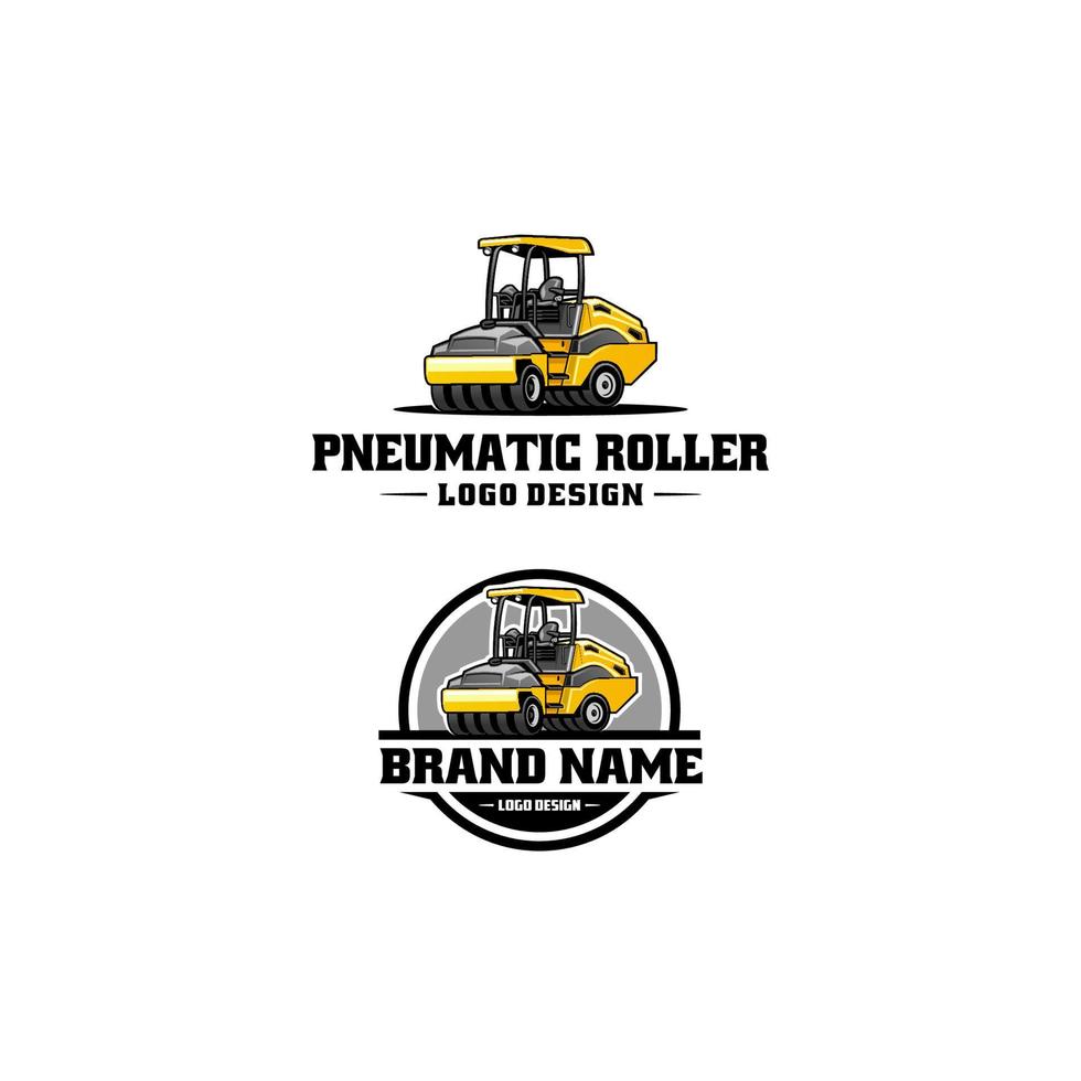 Road works, Pneumatic Roller logo vector