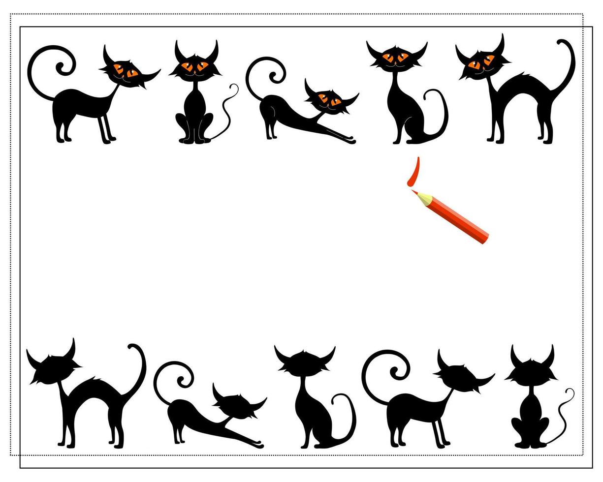 a game for children where whose shadow, black cat, vector