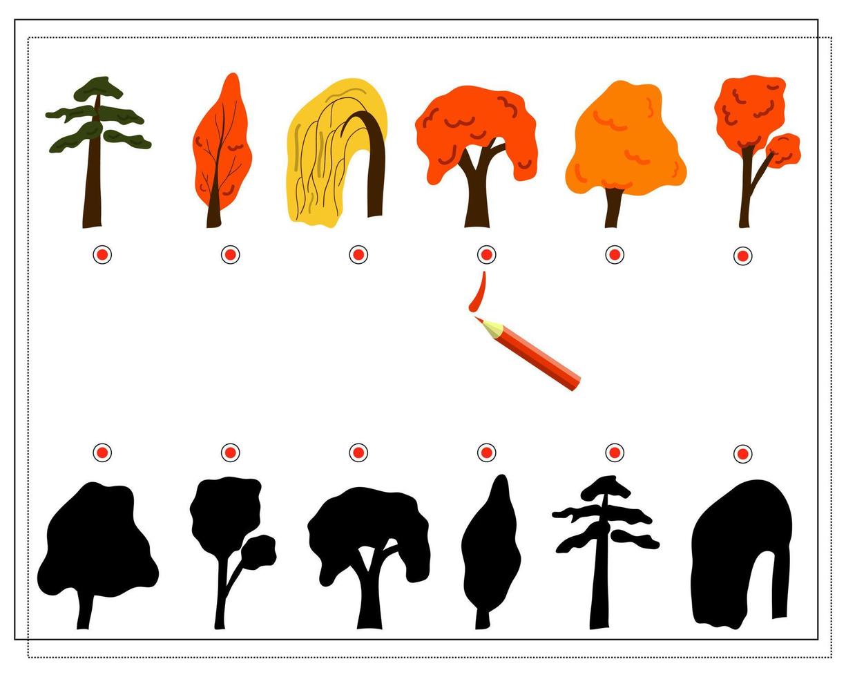 A logical game for children, find the right shade for the trees vector