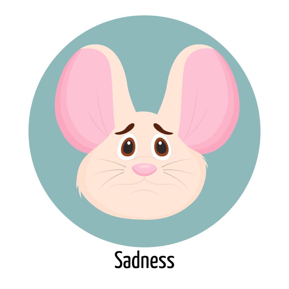 personaje de ratón con cara triste. expresión facial. sentimientos del personaje del ratón vector