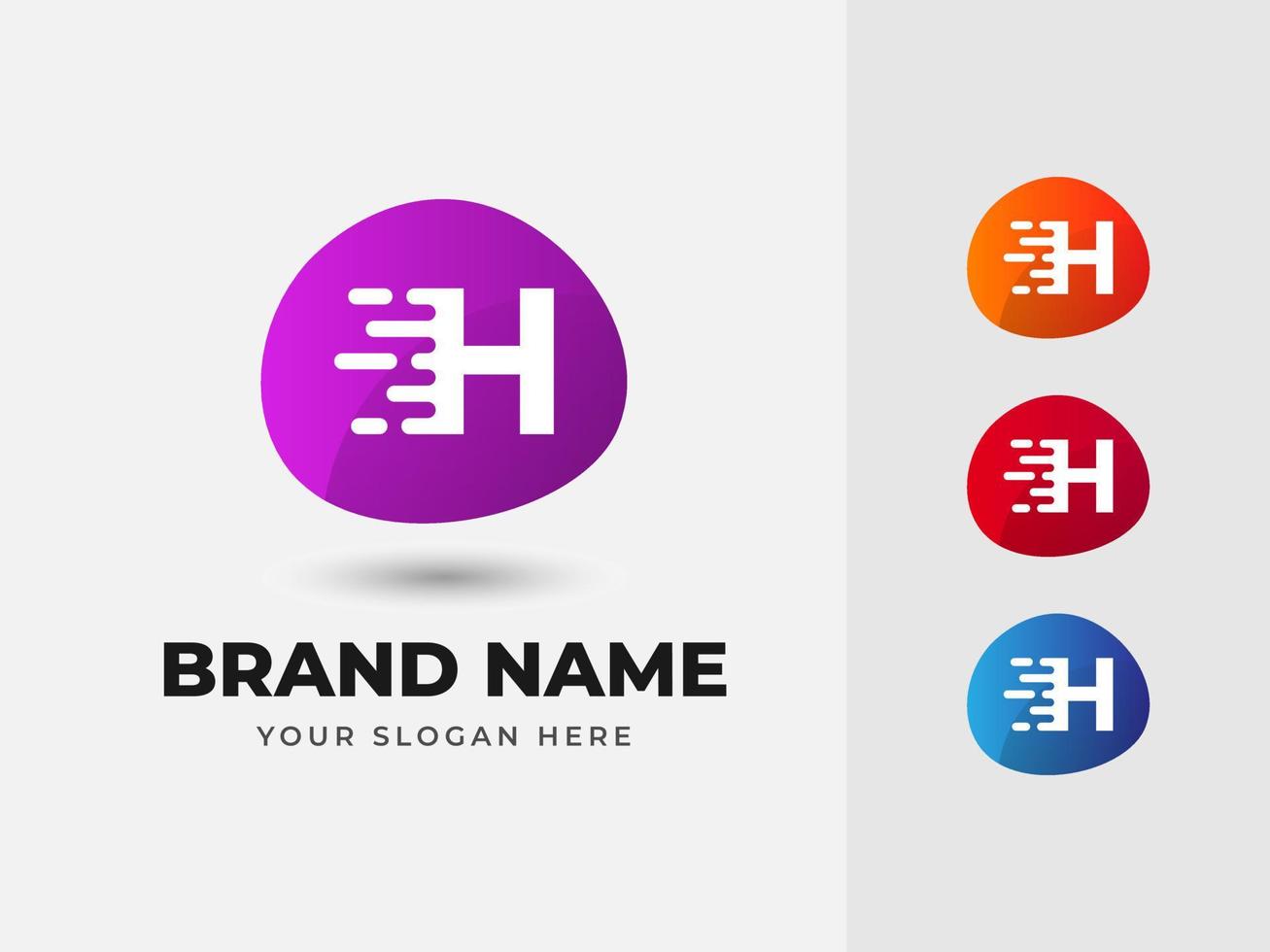 letra h tecnología de velocidad rápida diseño de logotipo vectorial colorido abstracto vector