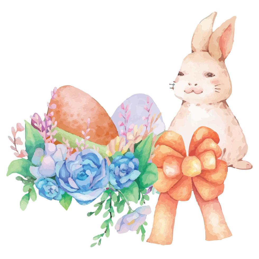 Hand drawn watercolor happy easter for design. Vector illustration.