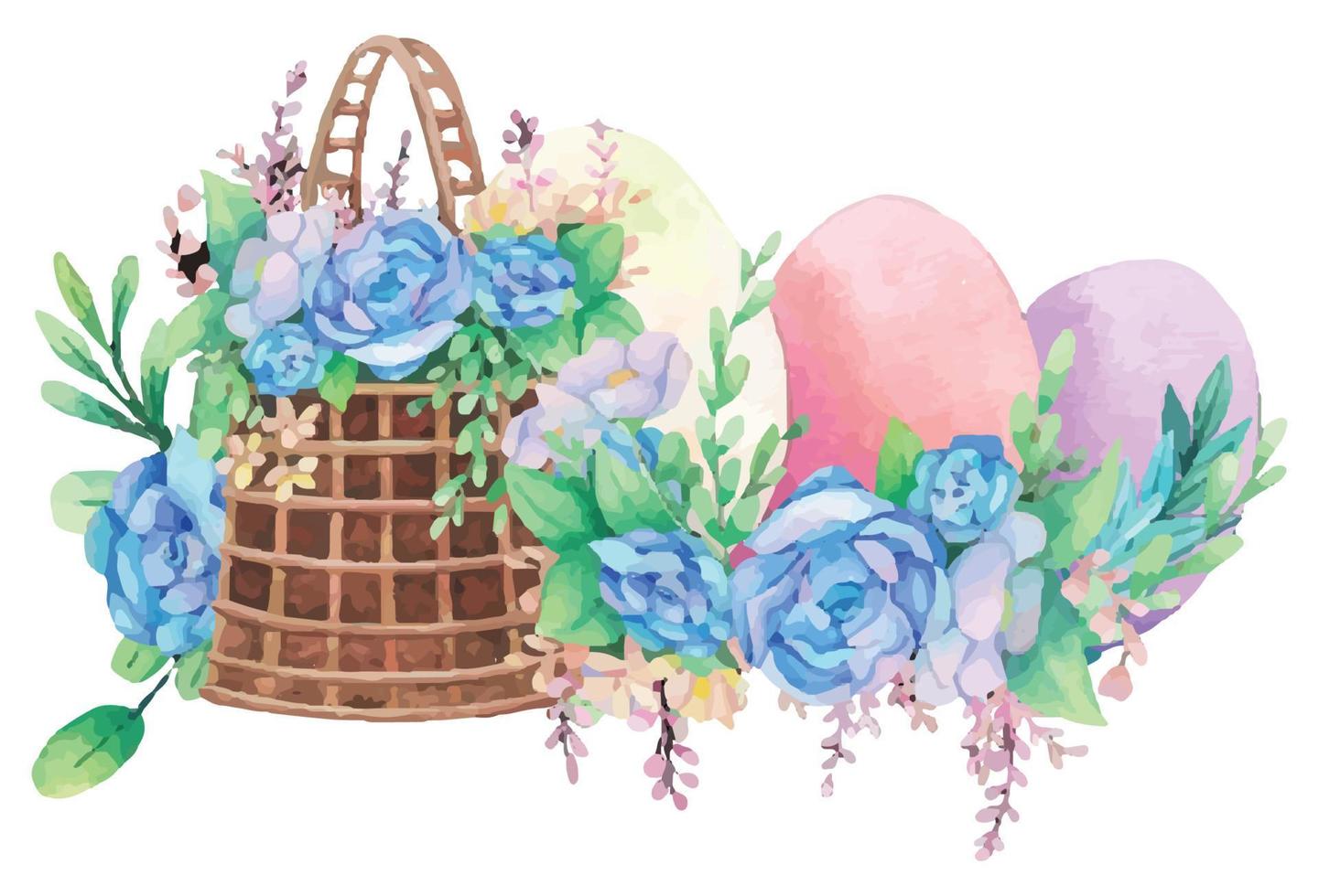 Hand drawn watercolor happy easter for design. Vector illustration.