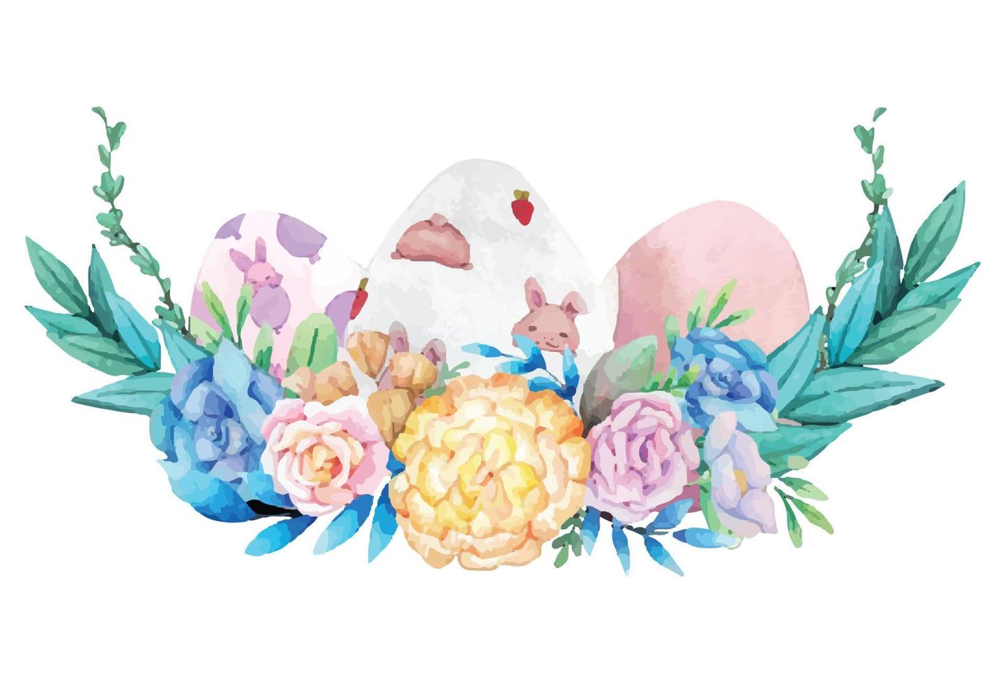 Hand drawn watercolor happy easter for design. Vector illustration.