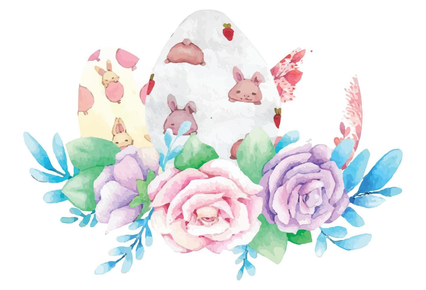 Hand drawn watercolor happy easter for design. Vector illustration.