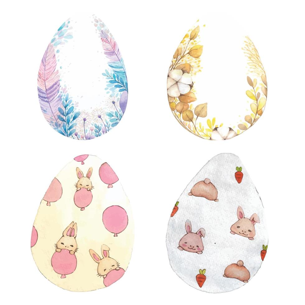 Happy easter eggs watercolor. vector