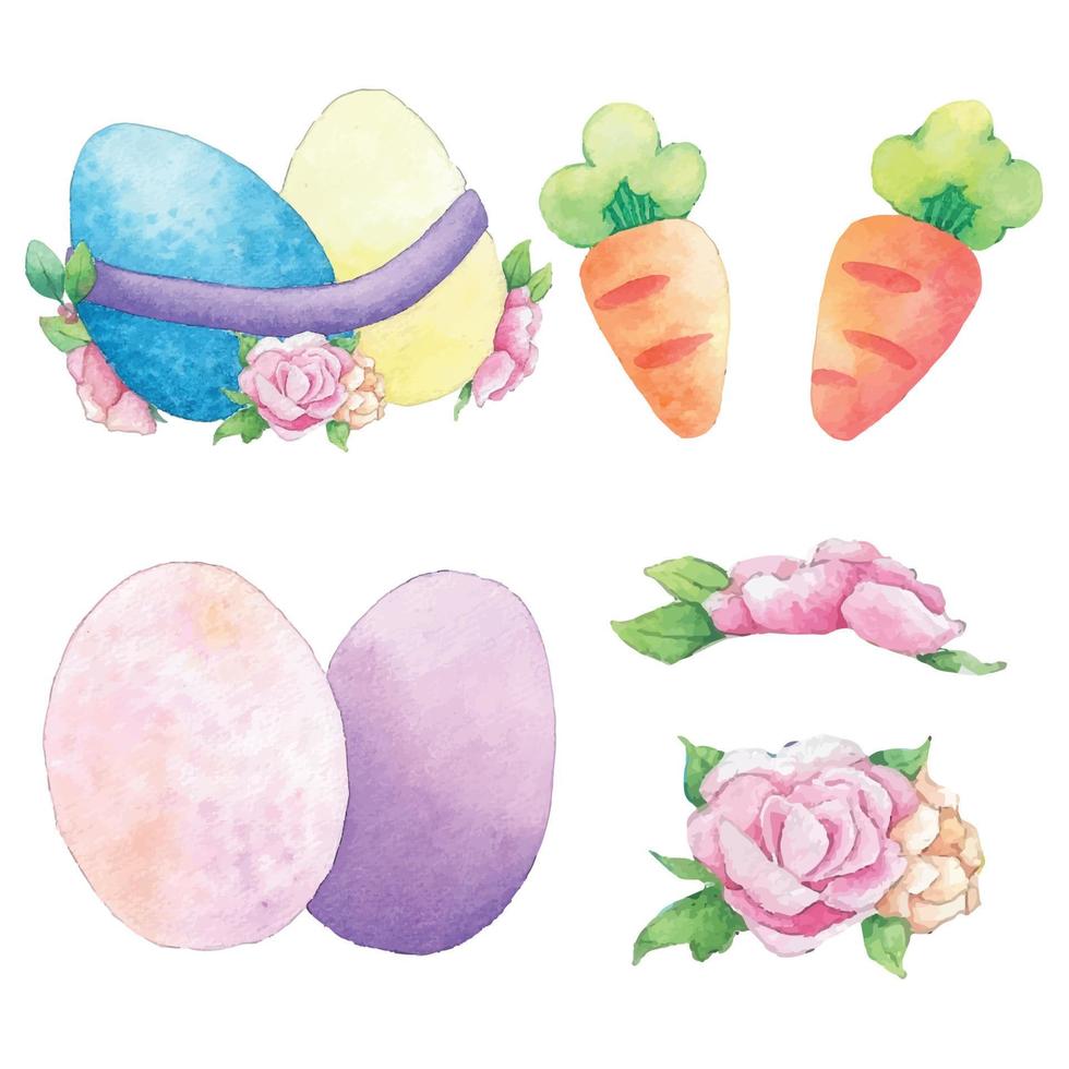 Happy easter eggs watercolor. vector