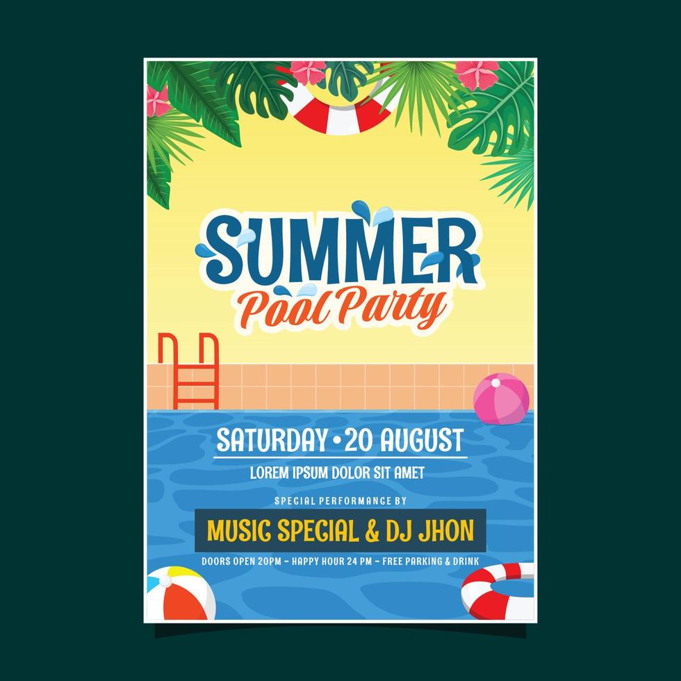 Summer Pool Party Poster Template vector