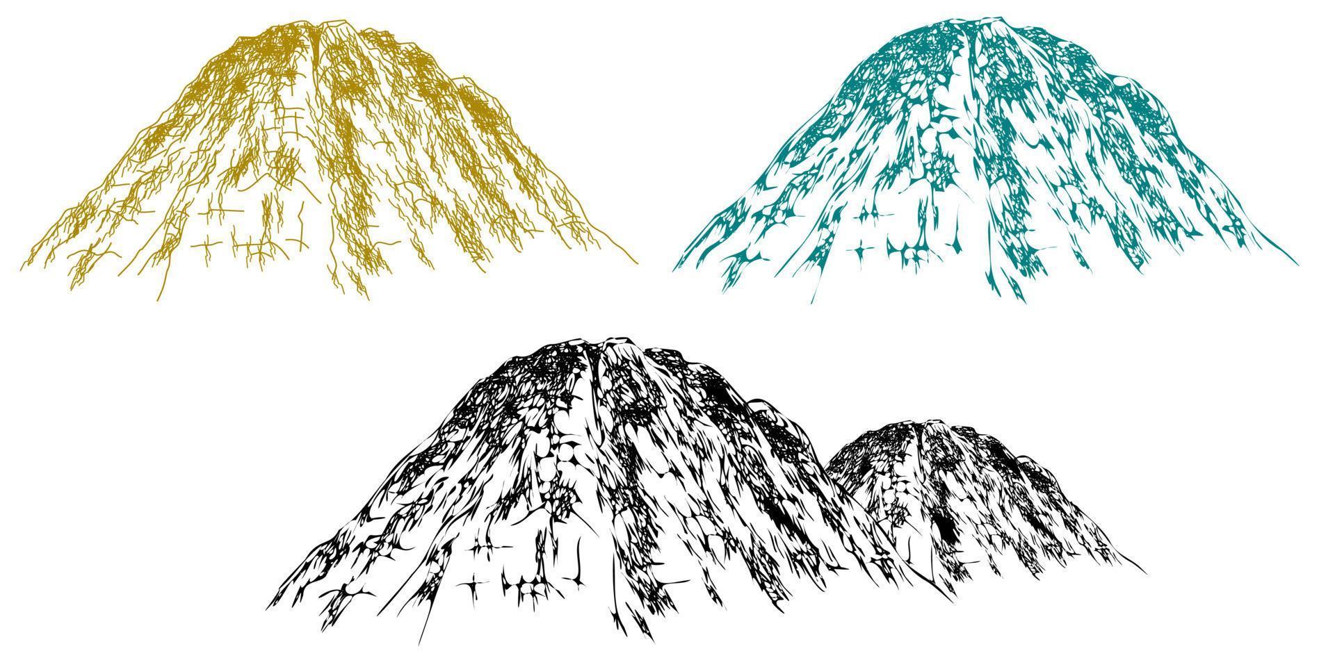 montaña en blanco y negro, línea de montaña, logotipo de icono de montaña vintage vector