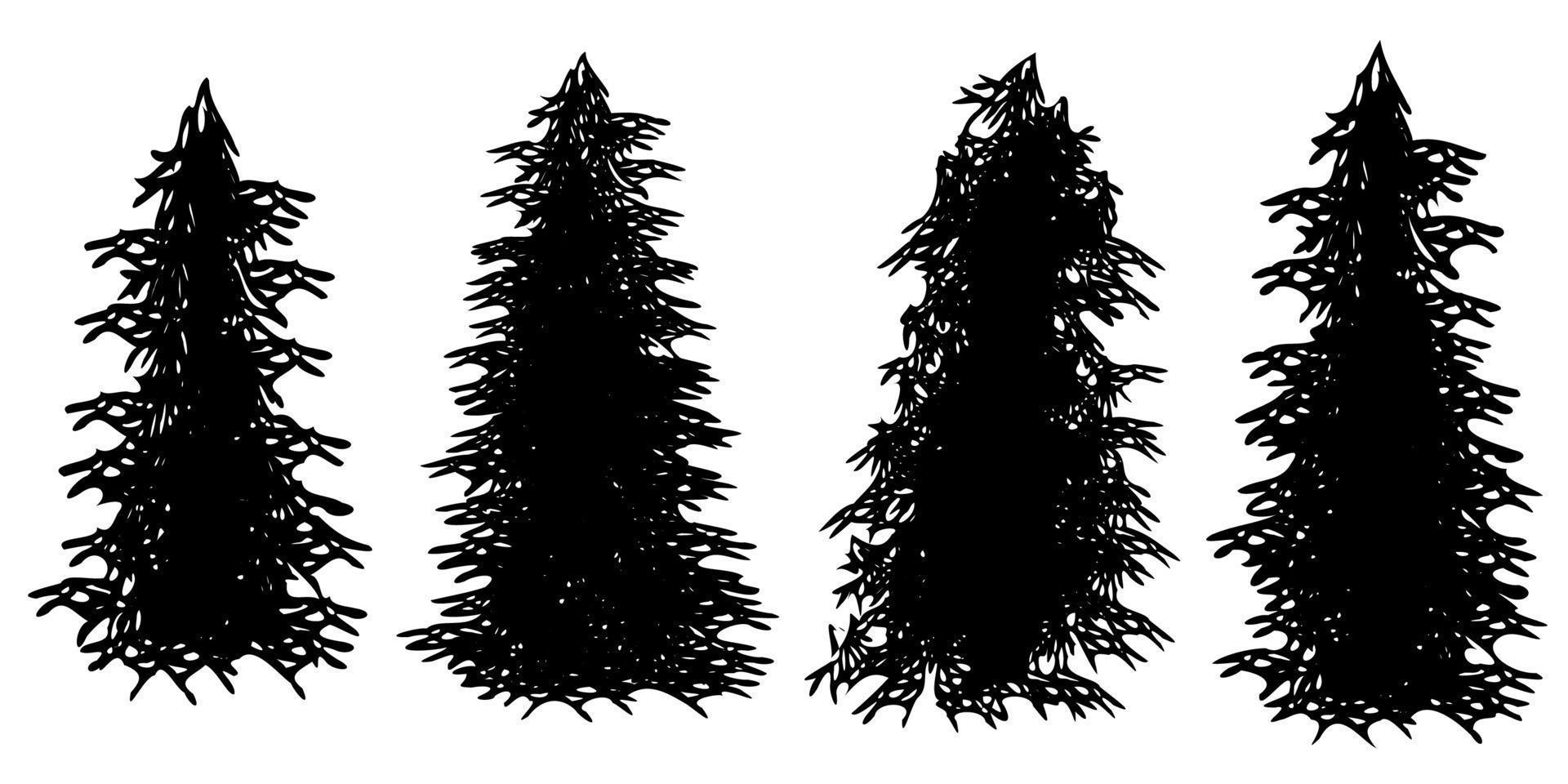pine tree silhouette black vector