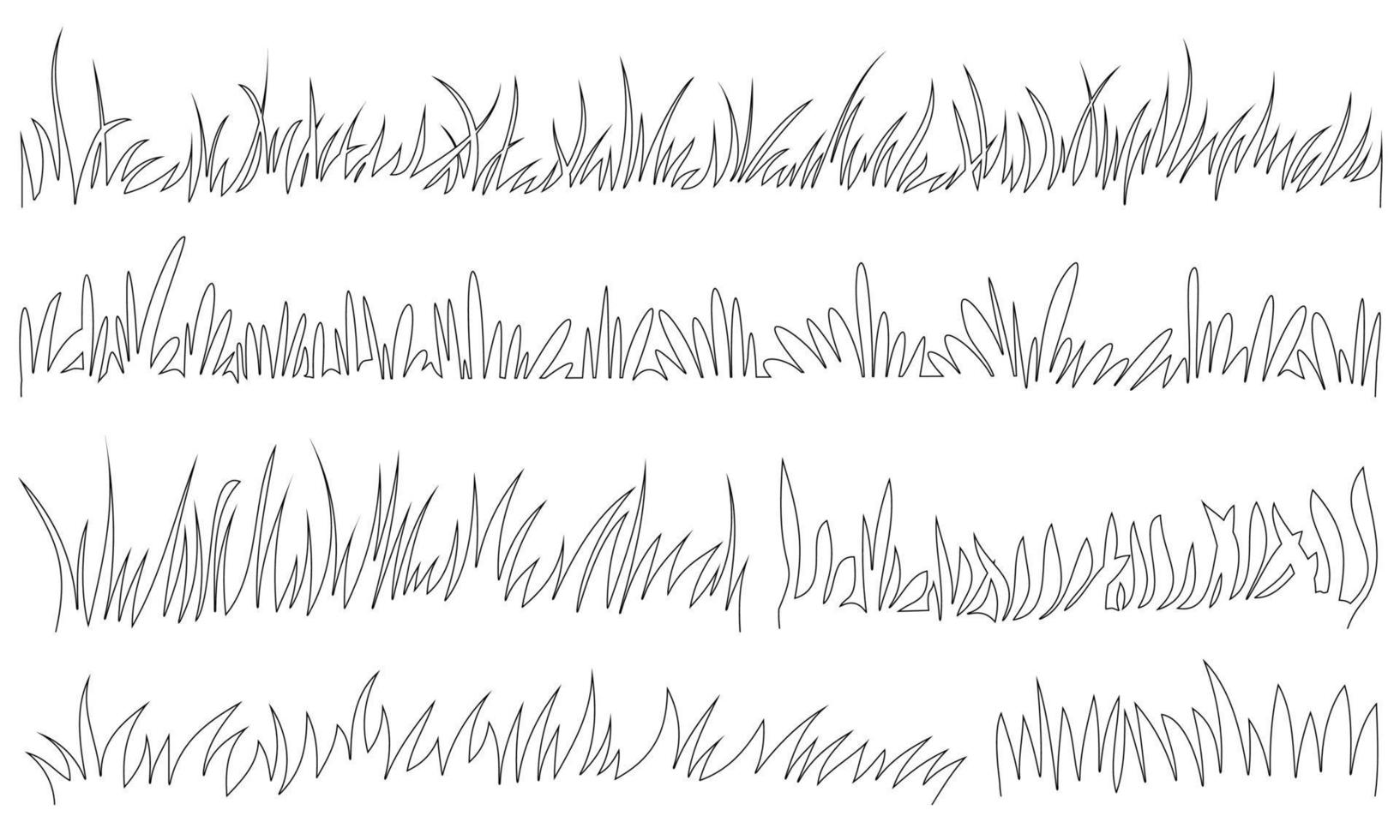 grass line banner vector, grass sketch outline vector