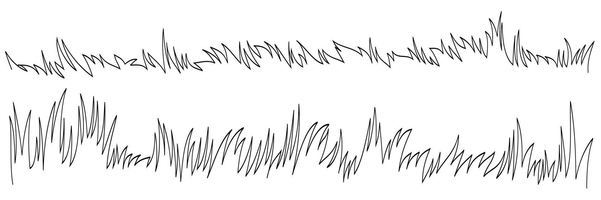 línea de hierba en blanco y negro, contorno de dibujo de hierba, boceto de hierba vector