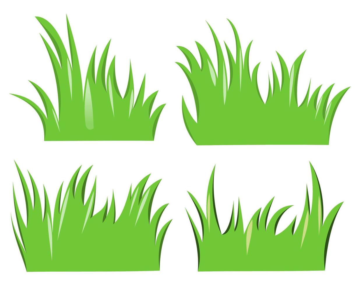 green grass cartoon, cute grass isolated on white background vector