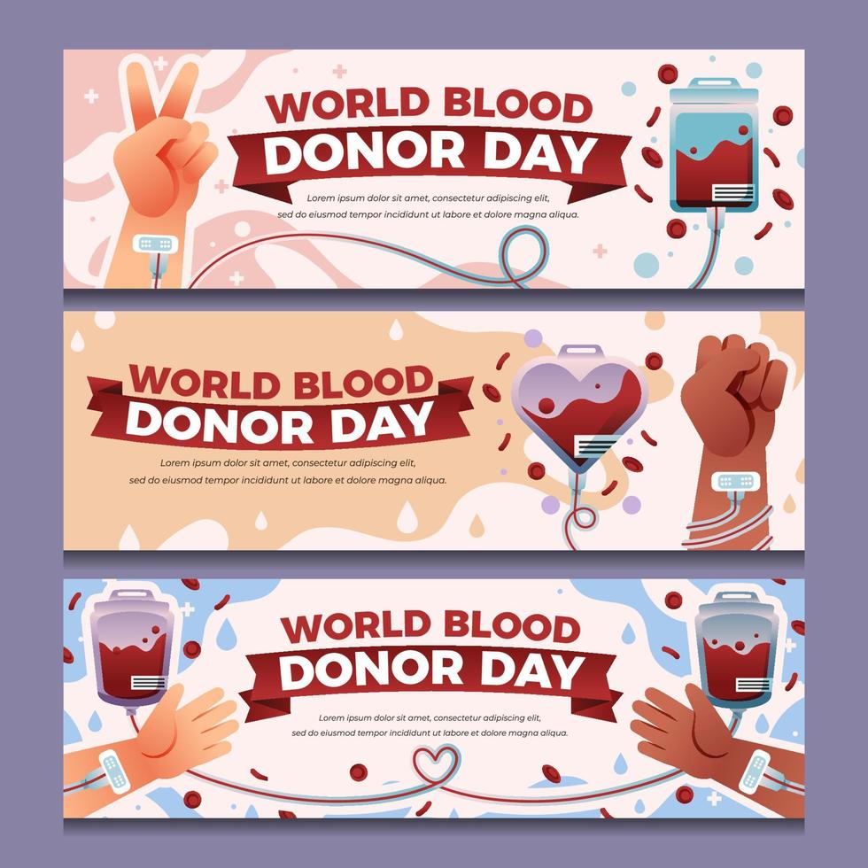 banner de celebración del día mundial del donante de sangre vector