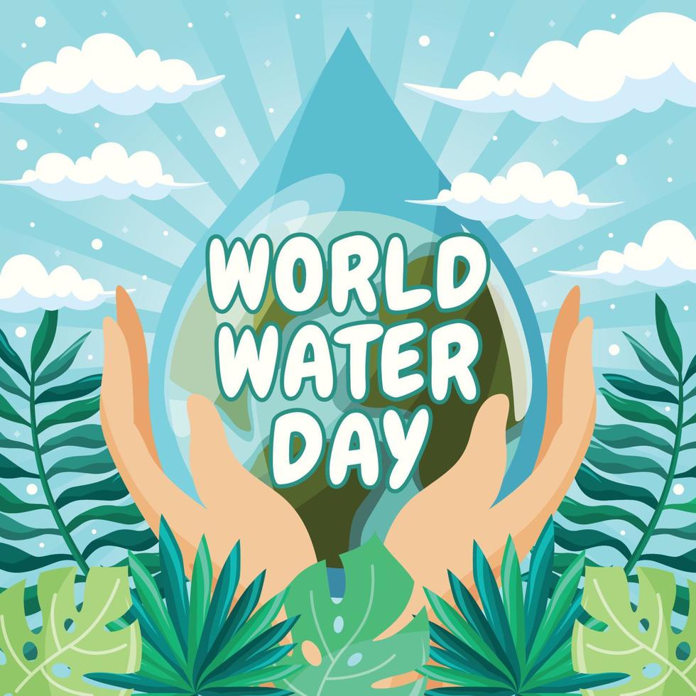 World Water Day with Water Drop on Earth vector