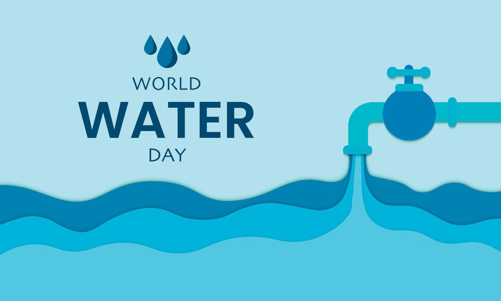 World Water Day With Water Flow Paper Style vector