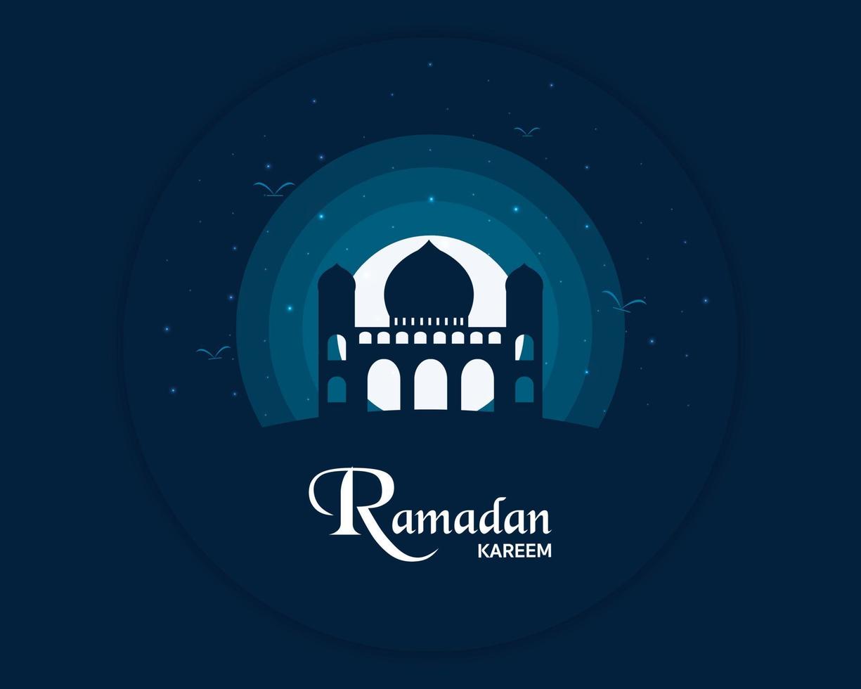 Ramadan Kareem Flat Illustration Mosque vector