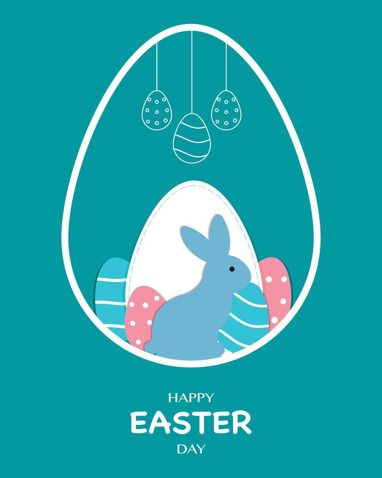 Happy Easter Day Simple Template vector