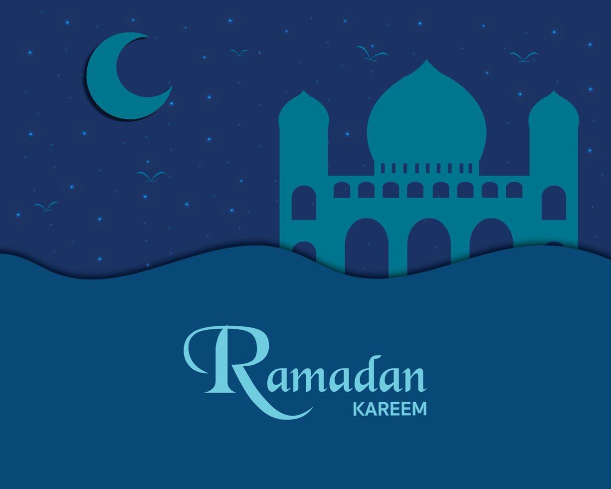 Ramadan Kareem Mosque Dark Blue vector