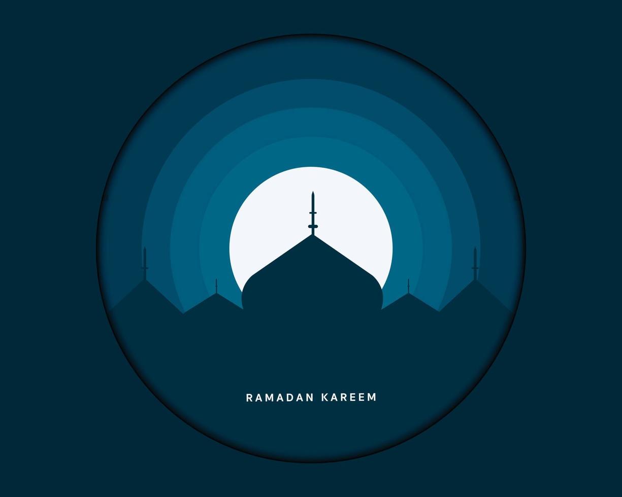 plantilla de silueta de mezquita ramadan kareem vector