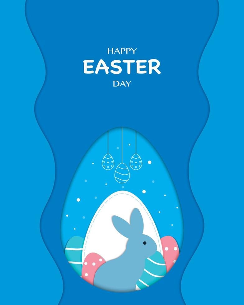 plantilla de papel simple feliz día de pascua vector