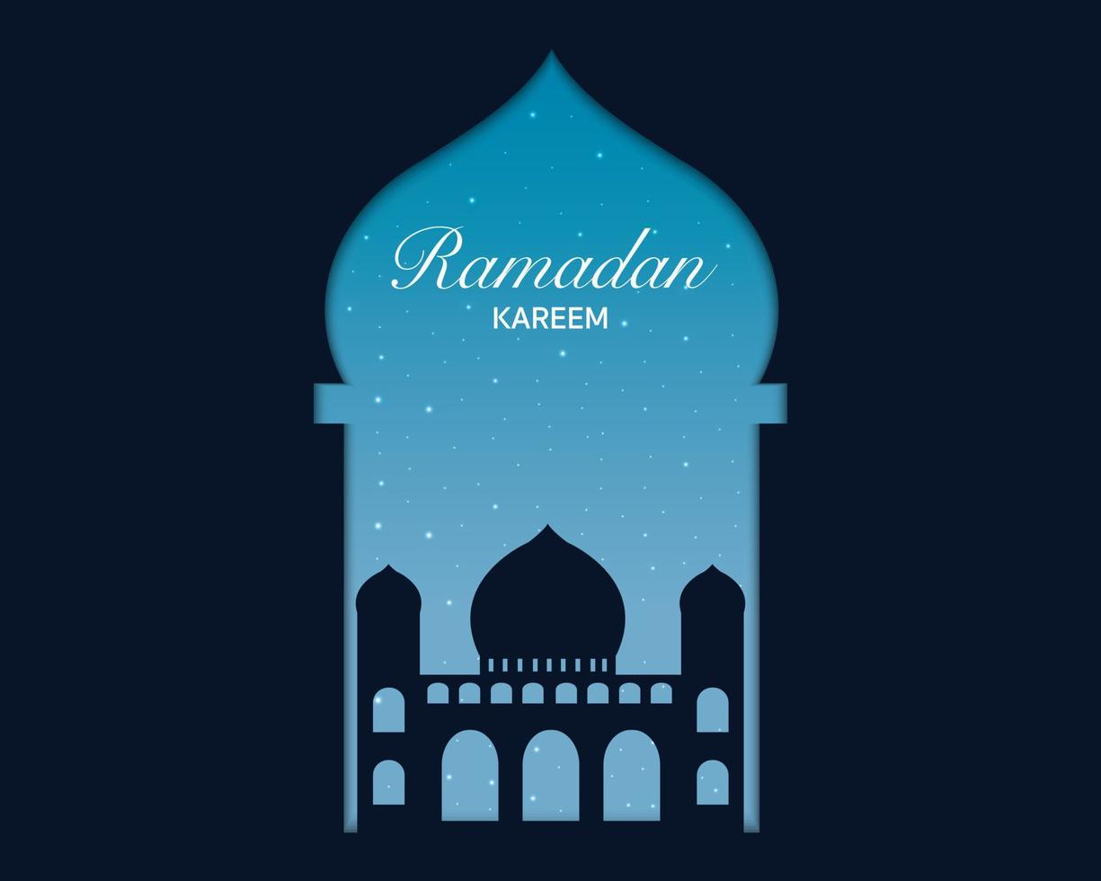 Flat Ramadan Kareem Greeting Template vector