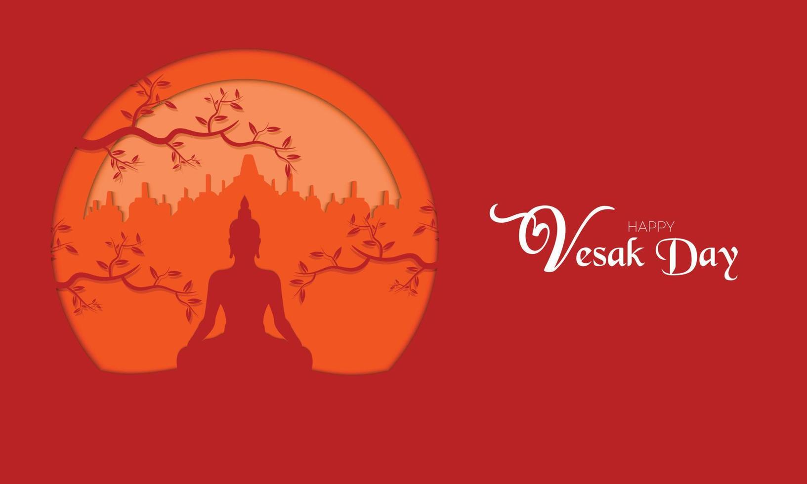 Happy Vesak Day Paper Style vector