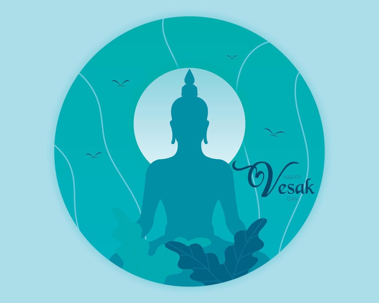 feliz día de vesak vector plano