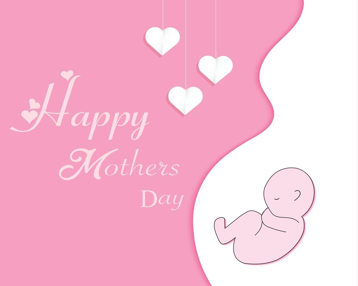 Happy Mother's Day Pregnant Woman Silhouette vector