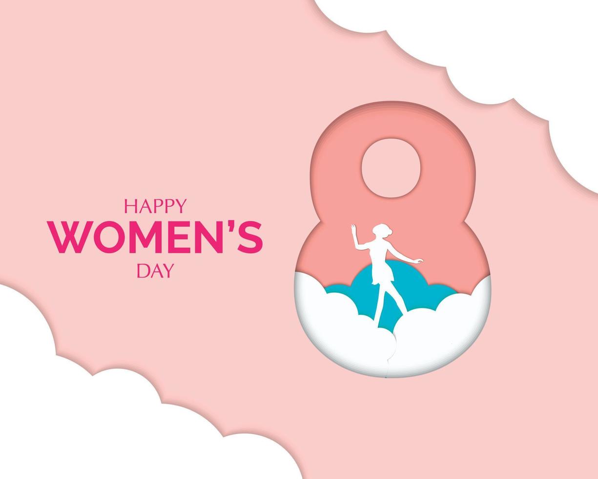 Happy Women's Day With Cloud And Ballerina vector