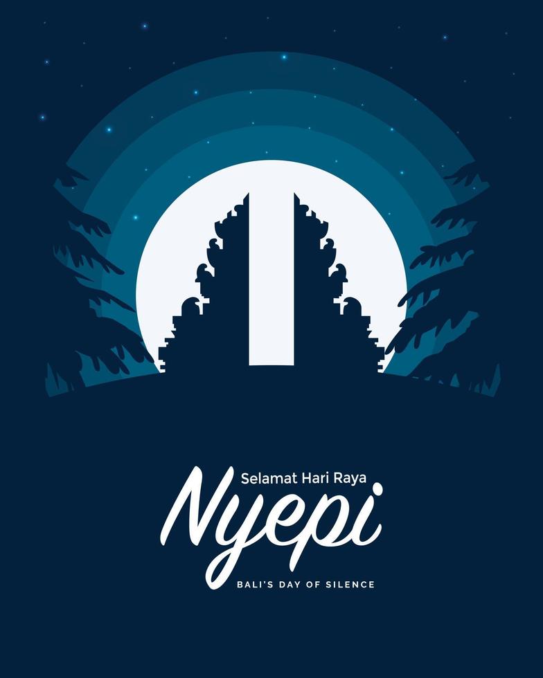 Nyepi Temple Silhouette At Night vector