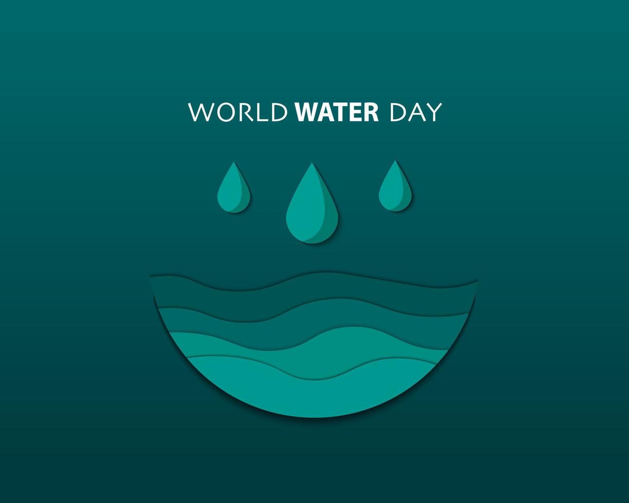 World Water Day With Water Drip And Wave Papercut vector