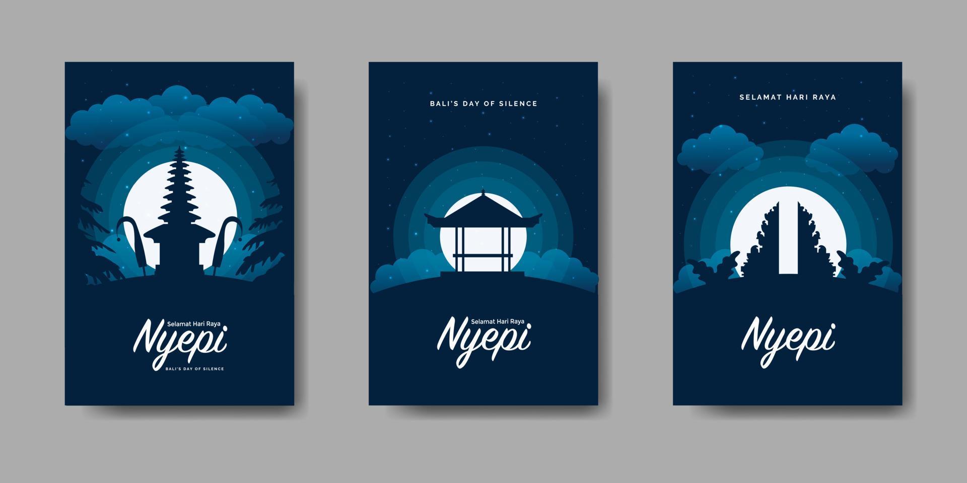 Flat Nyepi Greeting Template Bundle vector
