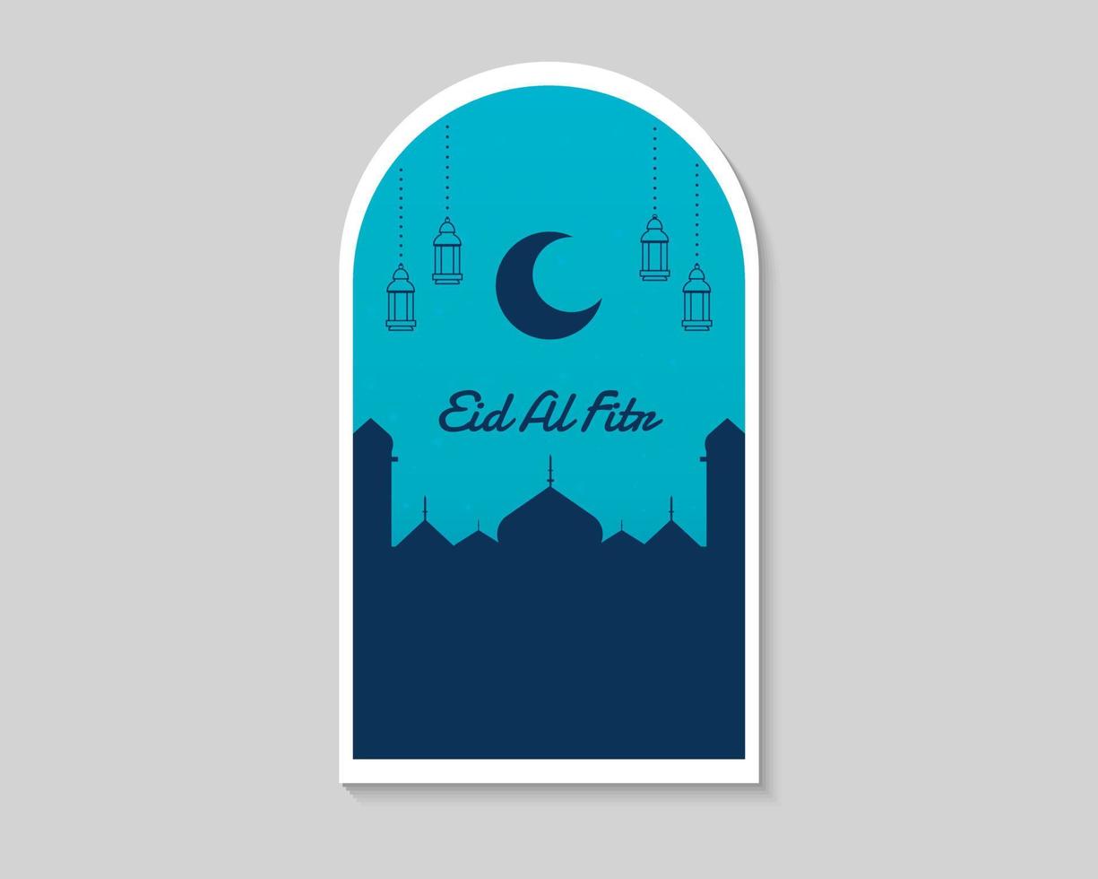 Eid Al Fitr With Dome Flat Template vector