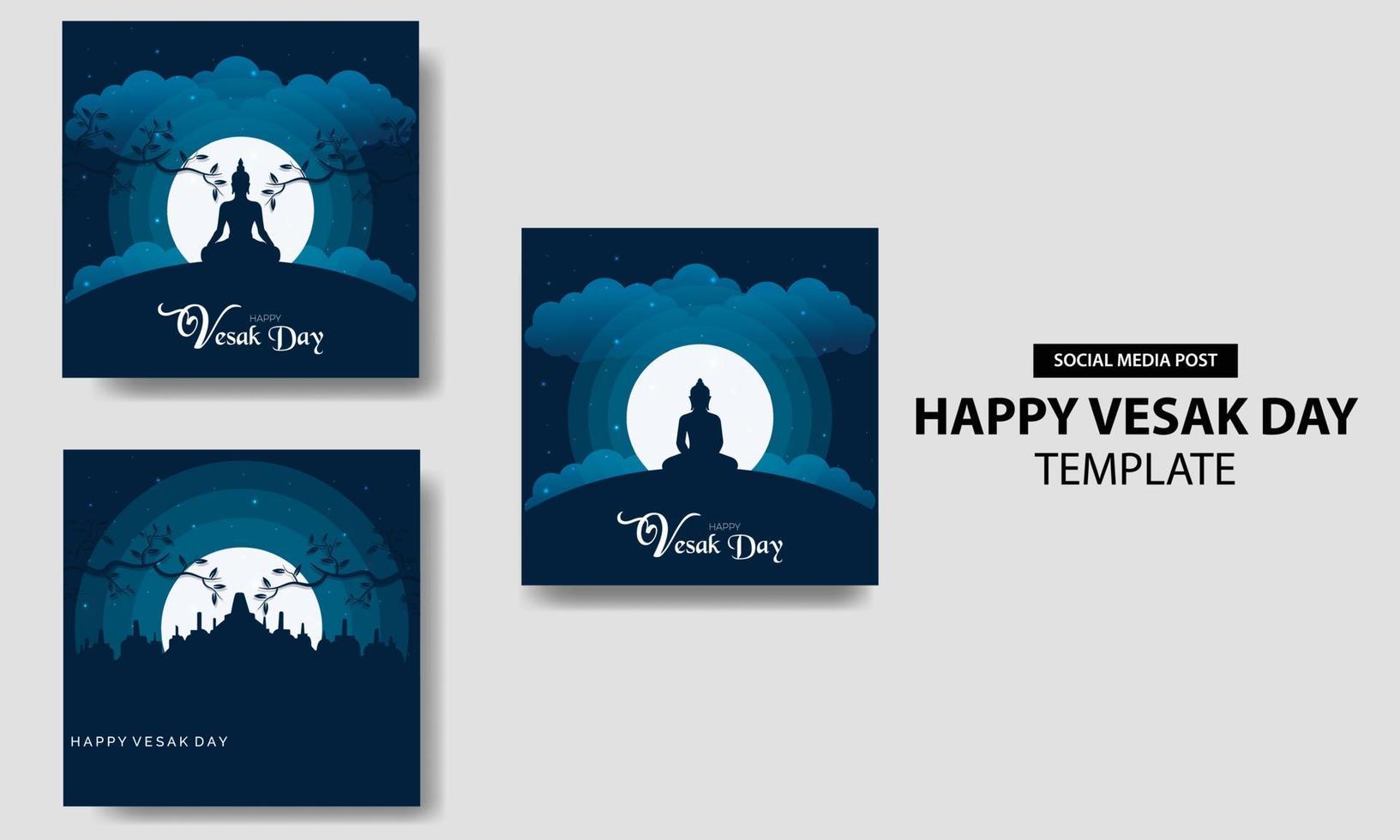 Happy Vesak Day Social Media Template Bundle vector