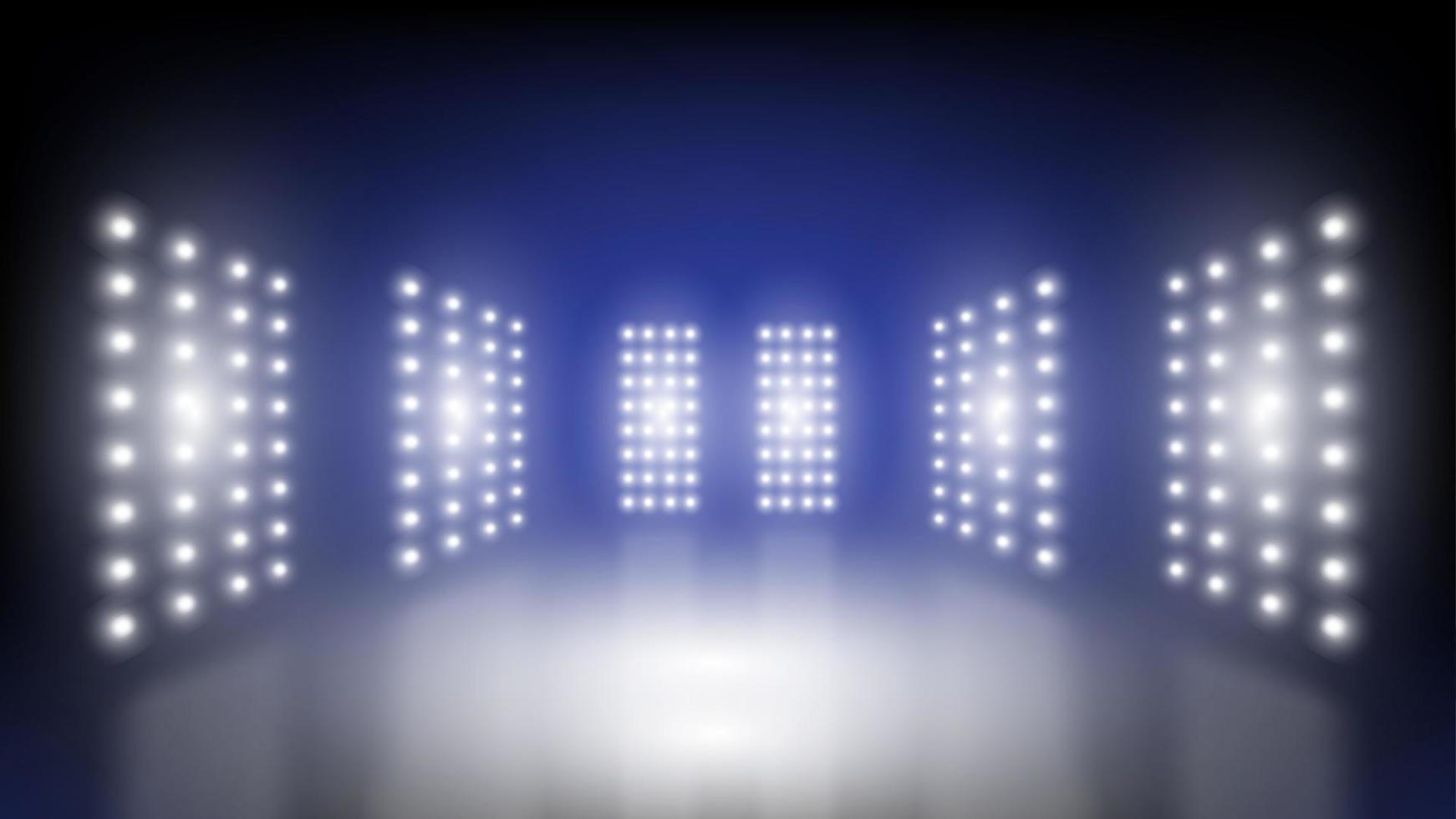 fondo de tecnología abstracta sala de escenario del estadio con luces escénicas de interfaz de usuario de tecnología futurista redonda iluminación vectorial azul fondo de foco de escenario vacío. vector