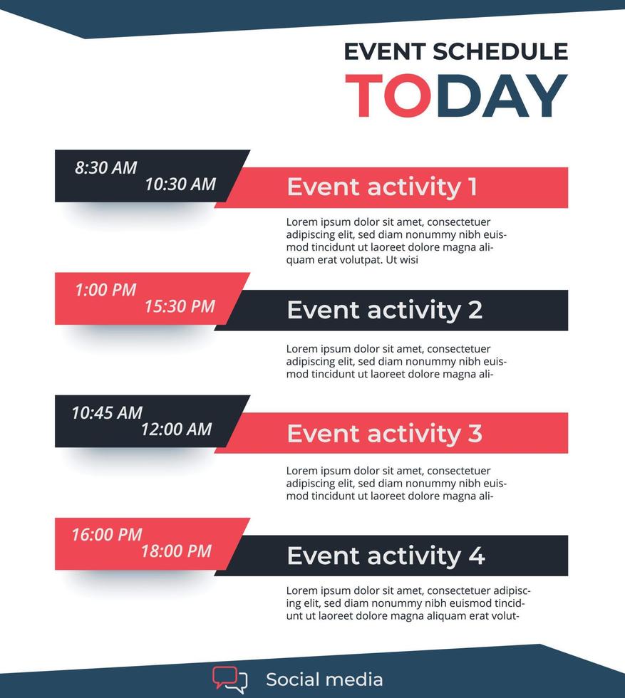 Today plan, Daily event schedule on white. vector