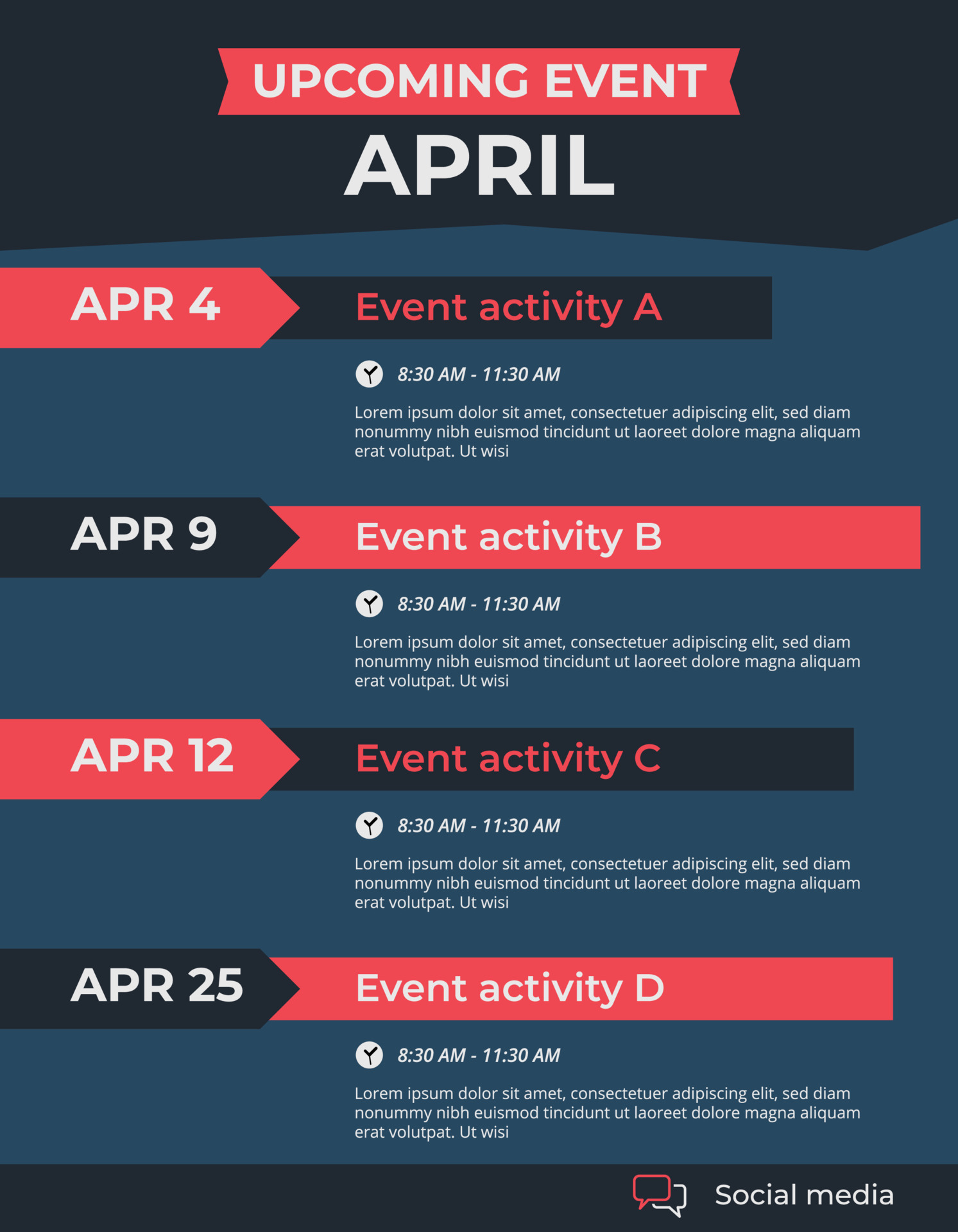 monthly event schedule flyer poster template. 7076267 Vector