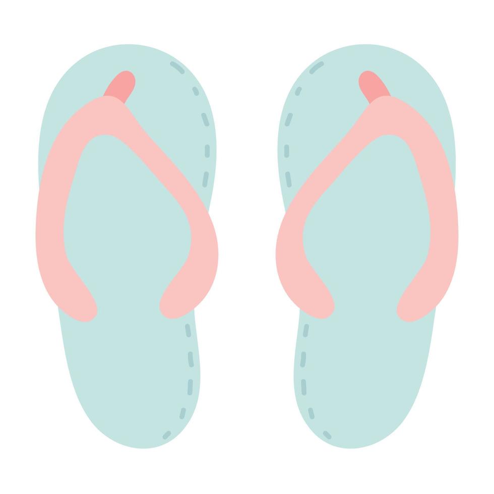 beach flip-flops simple cartoon. Slipper icon vector flat design.