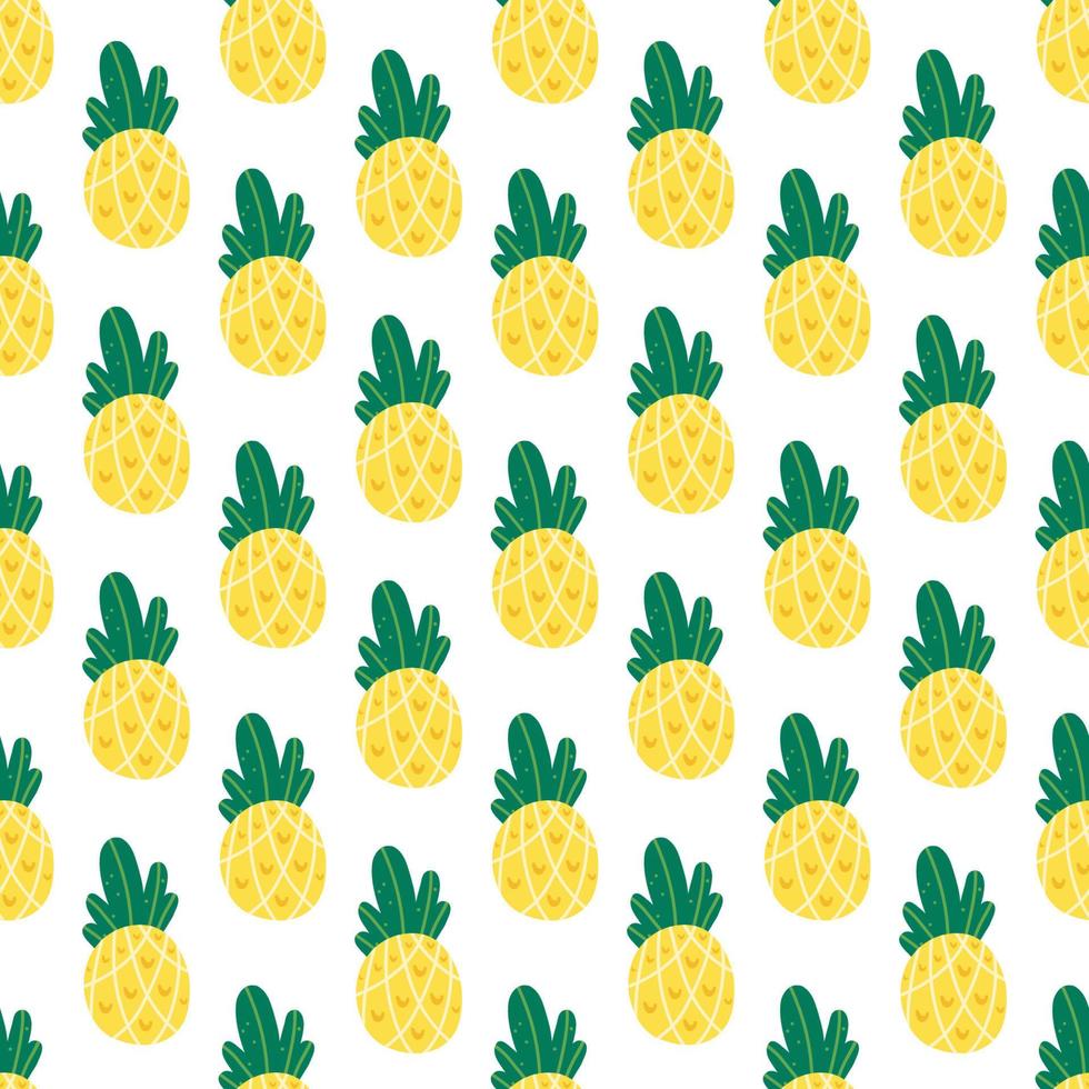 Pineapples summer seamless pattern. Vector illustration for textiles and wallpapers. tropical fruit theme for use as wallpaper. Doodle style exotic tropical fruits