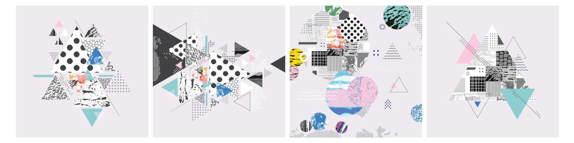 Different textures and shapes artistic vector illustration collage. Colorful abstract design, creative background for banner, brochure, card, invitation, flyer, placard, poster, report artwork