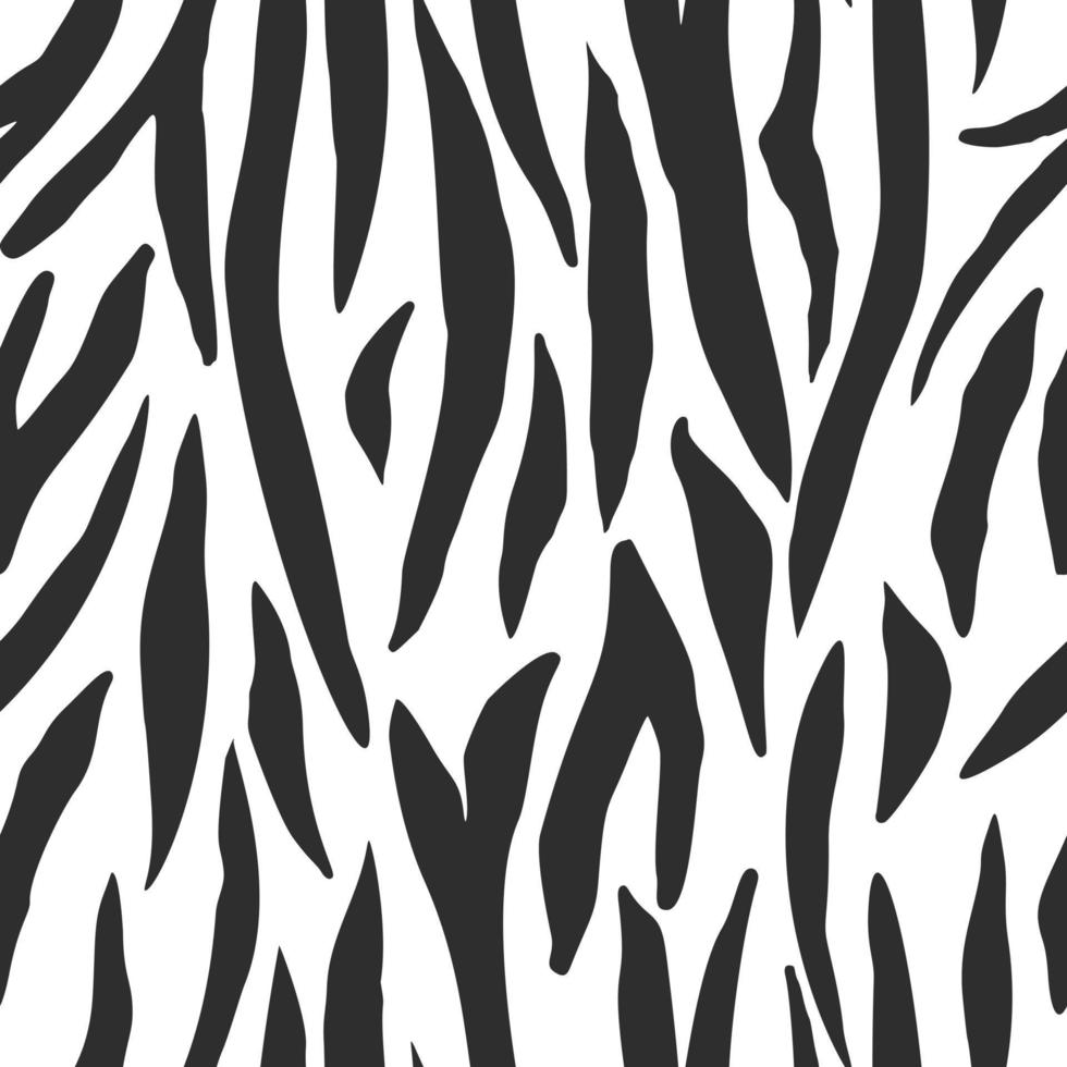 Monochrome tiger skin seamless pattern. Abstract zebra skin, stripes wallpaper. vector